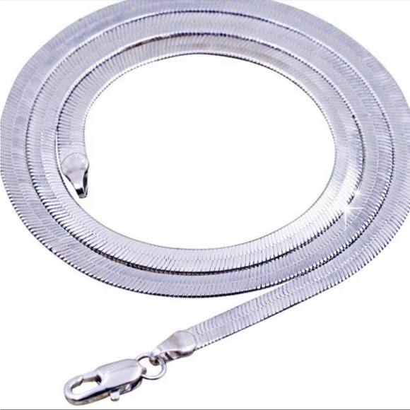 NEW 925 STERLING SILVER SNAKE FLATE NECKLACE - Picture 2 of 7